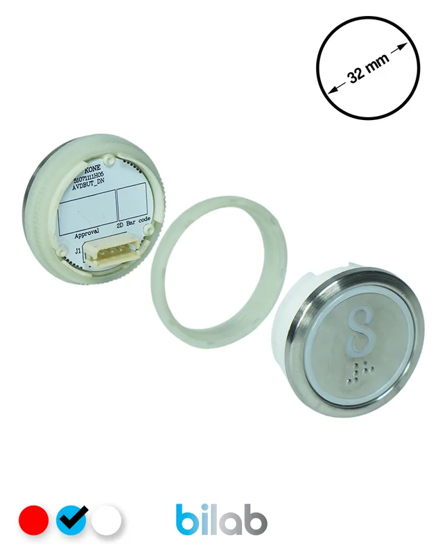 KONE KM863050G065H008 KDS STD BUTON, MAVİ, YUVARLAK, SOMUNLU, SBS.8