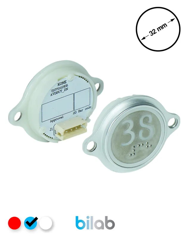 KONE KM863052G065H038 KDS STD BUTON, MAVİ, YUVARLAK, KULAKLI, SBS.38