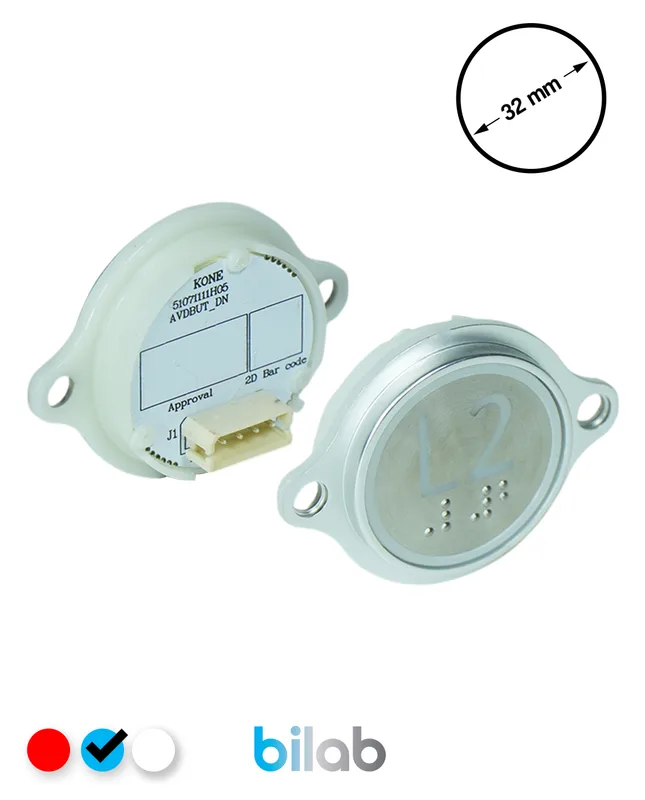 KONE KM863052G065H202 KDS STD BUTON, MAVİ, YUVARLAK, KULAKLI, SBS.L2