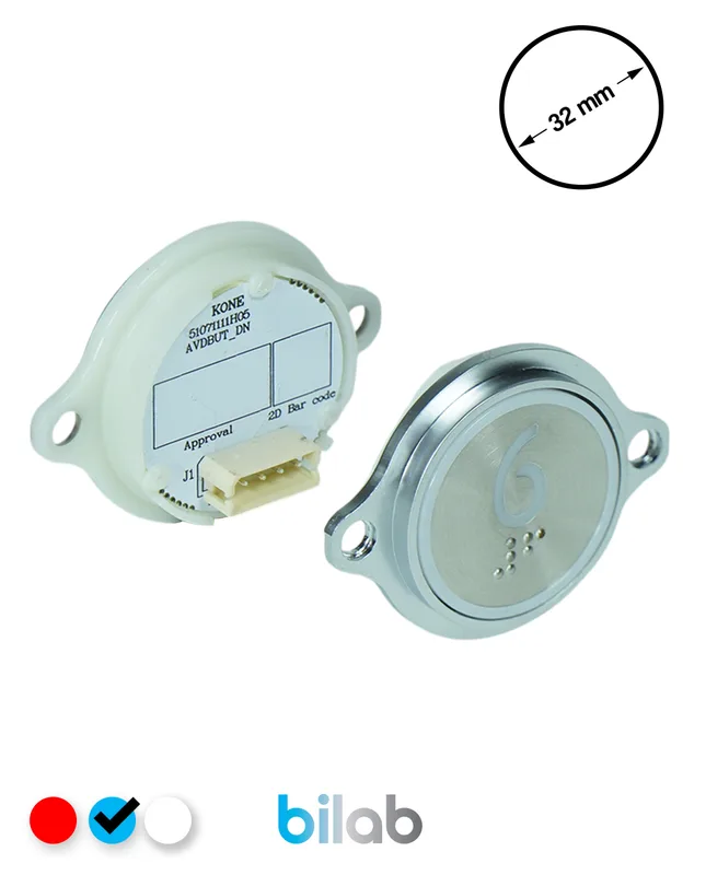 KONE KM863052G065H006 KDS STD BUTON, MAVİ, YUVARLAK, KULAKLI, SBS.6