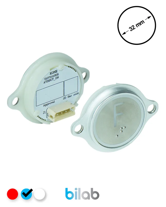 KONE KM863052G065H125 KDS STD BUTON, MAVİ, YUVARLAK, KULAKLI, SBS.F