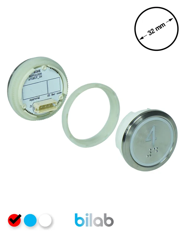 KONE KM863050G069H004 KDS STD BUTON, KIRMIZI, YUVARLAK, SOMUNLU, SBS.4