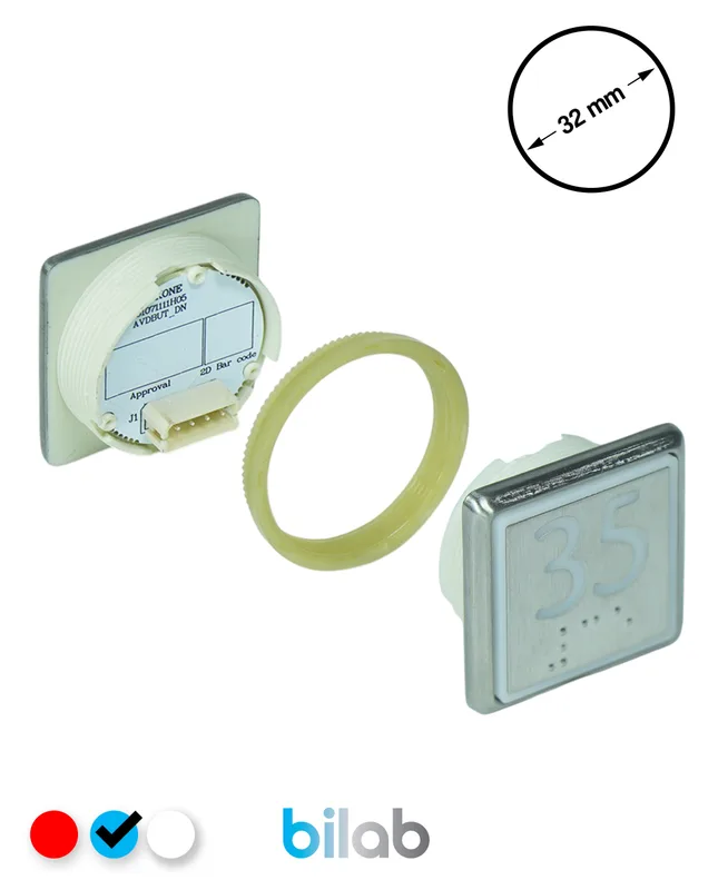 KONE KM863051G065H035 KDS STD BUTON, MAVİ, KARE, SOMUNLU, SBS.35