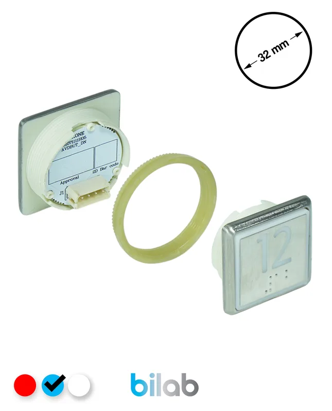 KONE KM863051G065H012 KDS STD BUTON, MAVİ, KARE, SOMUNLU, SBS.12