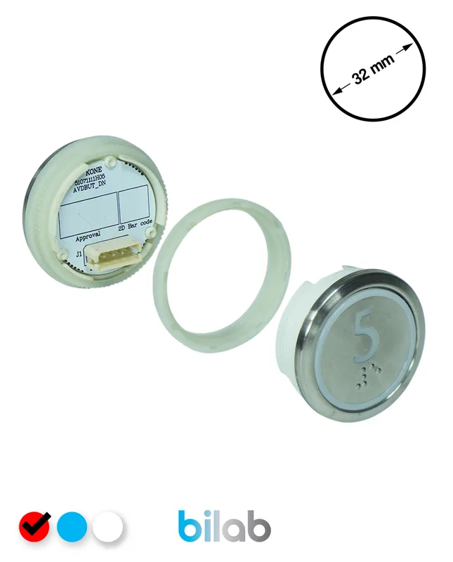 KONE KM863050G069H005 KDS STD BUTON, KIRMIZI, YUVARLAK, SOMUNLU, SBS.5