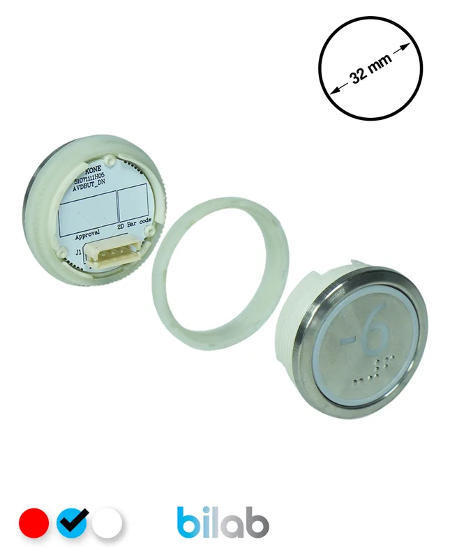 KONE KM863050G065H076 KDS STD BUTON, MAVİ, YUVARLAK, SOMUNLU, SBS.-6