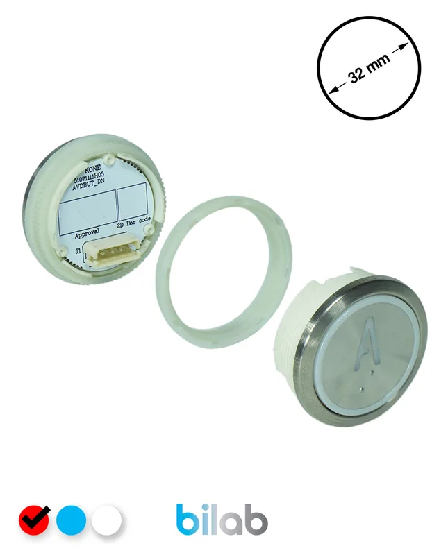 KONE KM863050G069H120 KDS STD BUTON, KIRMIZI, YUVARLAK, SOMUNLU, SBS.A
