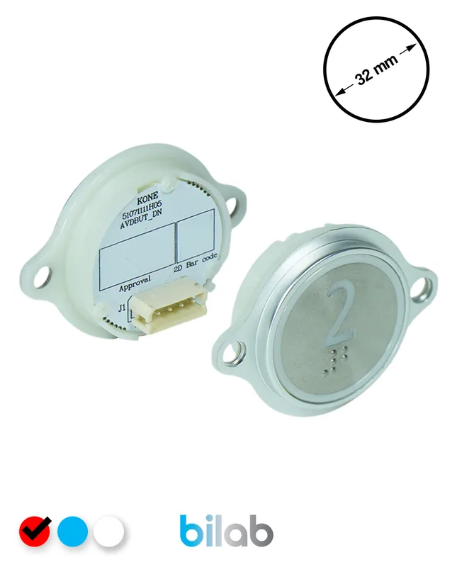 KONE KM863052G069H002 KDS STD BUTON, KIRMIZI, YUVARLAK, KULAKLI, SBS.2
