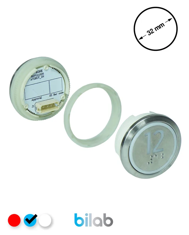 KONE KM863050G065H012 KDS STD BUTON, MAVİ, YUVARLAK, SOMUNLU, SBS.12