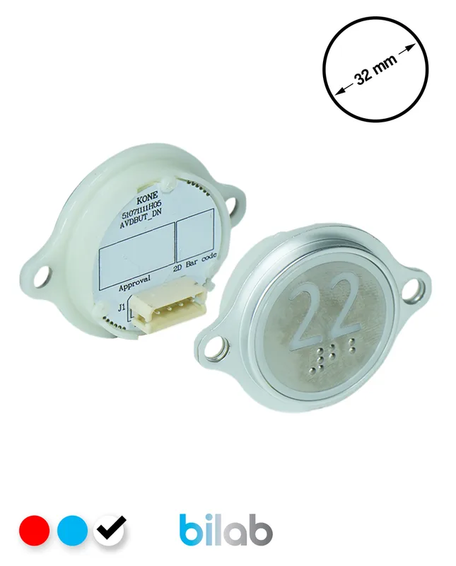 KONE KM863052G081H022 KDS STD BUTON, BEYAZ, YUVARLAK, KULAKLI, SBS.22