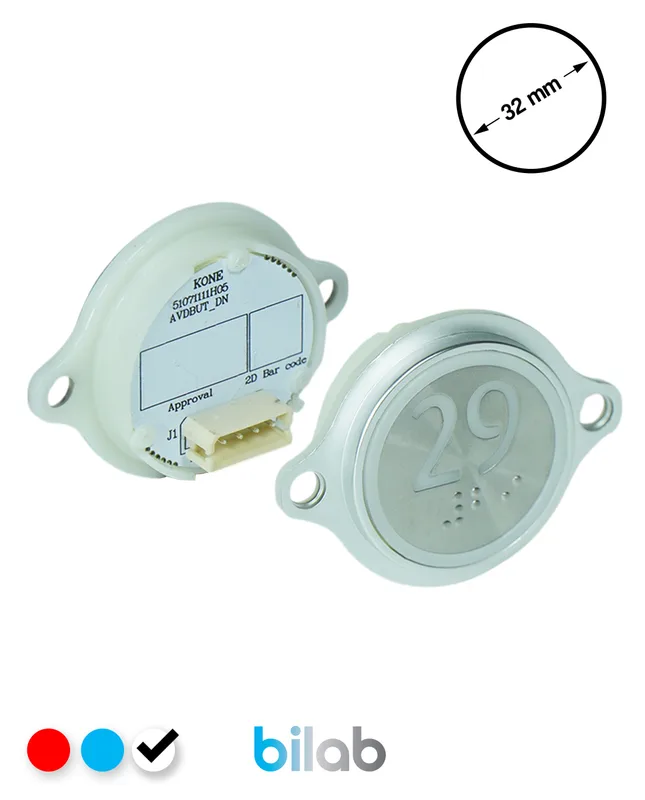 KONE KM863052G081H029 KDS STD BUTON, BEYAZ, YUVARLAK, KULAKLI, SBS.29