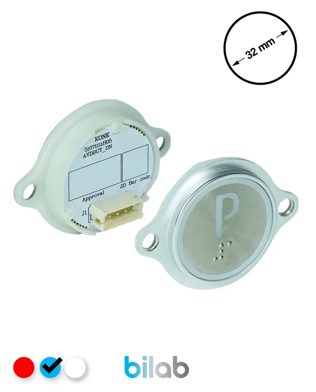KONE KM863052G065H135 KDS STD BUTON, MAVİ, YUVARLAK, KULAKLI, SBS.P
