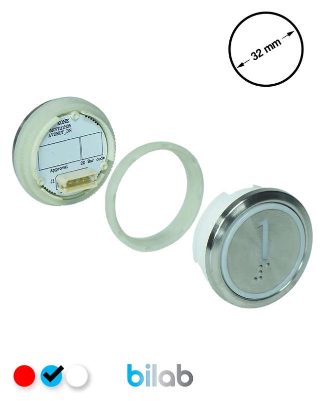 KONE KM863050G065H001 KDS STD BUTON, MAVİ, YUVARLAK, SOMUNLU, SBS.1