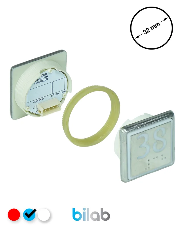 KONE KM863051G065H038 KDS STD BUTON, MAVİ, KARE, SOMUNLU, SBS.38