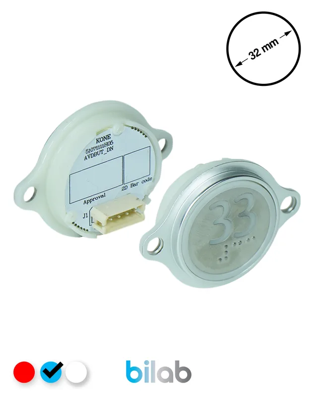 KONE KM863052G065H033 KDS STD BUTON, MAVİ, YUVARLAK, KULAKLI, SBS.33