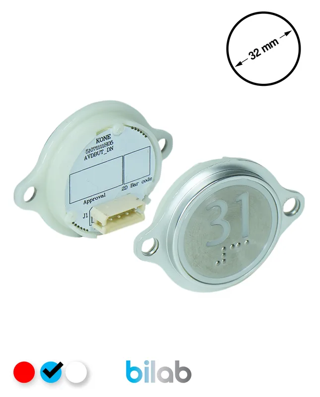 KONE KM863052G065H031 KDS STD BUTON, MAVİ, YUVARLAK, KULAKLI, SBS.31