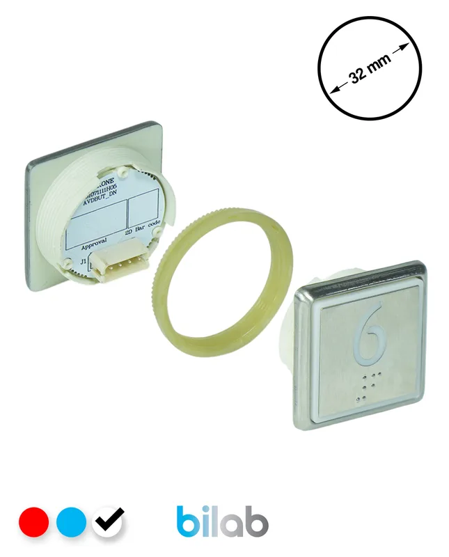 KONE KM863051G081H006 KDS STD BUTON, BEYAZ, KARE, SOMUNLU, SBS.6