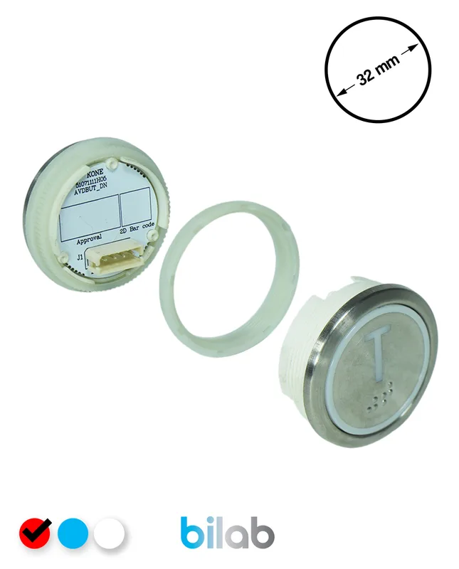 KONE KM863050G069H139 KDS STD BUTON, KIRMIZI, YUVARLAK, SOMUNLU, SBS.T