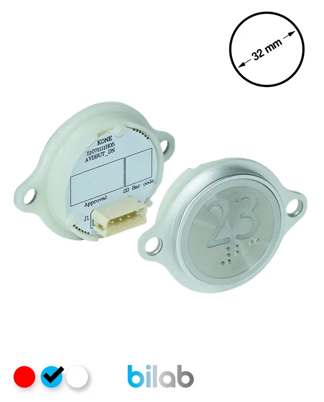 KONE KM863052G065H023 KDS STD BUTON, MAVİ, YUVARLAK, KULAKLI, SBS.23