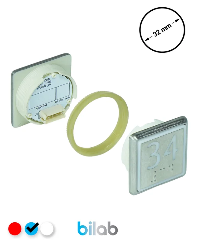 KONE KM863051G065H034 KDS STD BUTON, MAVİ, KARE, SOMUNLU, SBS.34