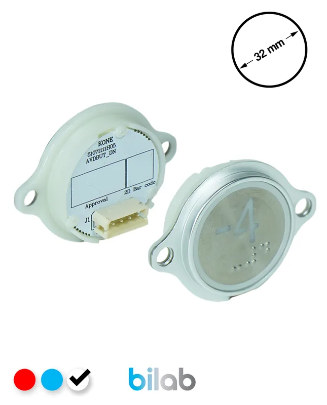 KONE KM863052G081H074 KDS STD BUTON, BEYAZ, YUVARLAK, KULAKLI, SBS.-4