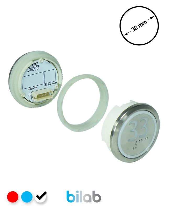 KONE KM863050G081H033 KDS STD BUTON, BEYAZ, YUVARLAK, SOMUNLU, SBS.33