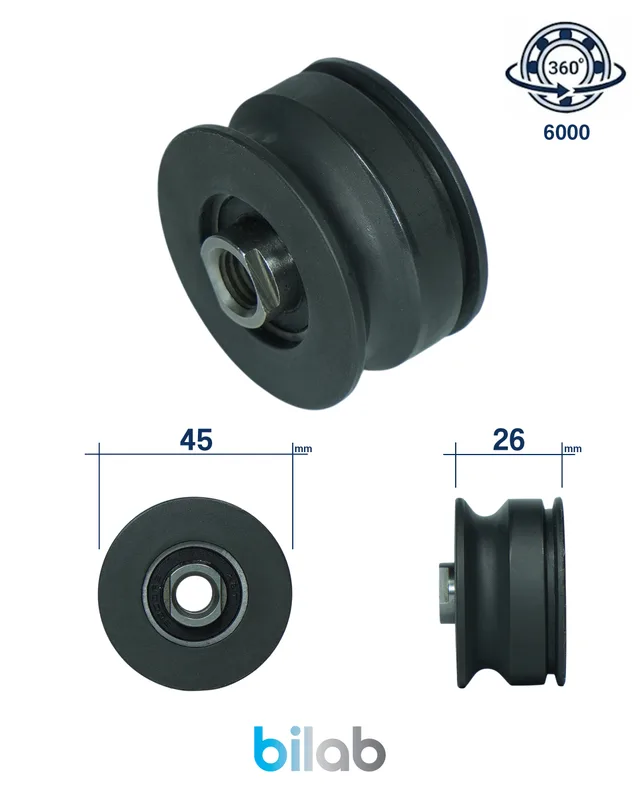 WITTUR CN0454-15 DOOR ROLLER, WITTUR KAPI MAKARASI, D45, W15, 6002