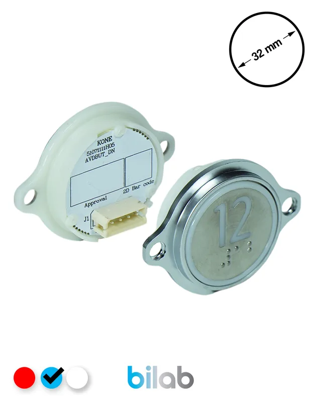 KONE KM863052G065H012 KDS STD BUTON, MAVİ, YUVARLAK, KULAKLI, SBS.12