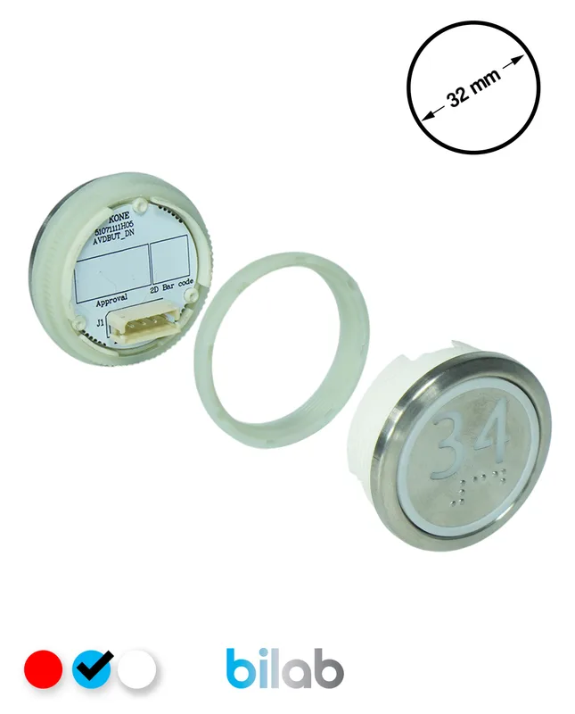 KONE KM863050G065H034 KDS STD BUTON, MAVİ, YUVARLAK, SOMUNLU, SBS.34