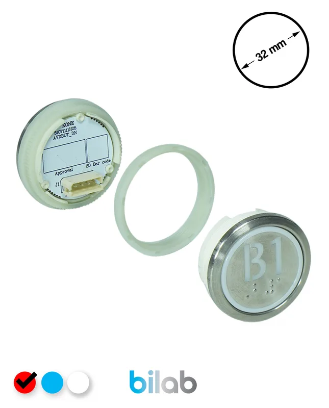 KONE KM863050G069H171 KDS STD BUTON, KIRMIZI, YUVARLAK, SOMUNLU, SBS.B1