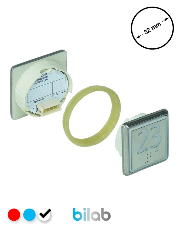 KONE KM863051G081H023 KDS STD BUTON, BEYAZ, KARE, SOMUNLU, SBS.23
