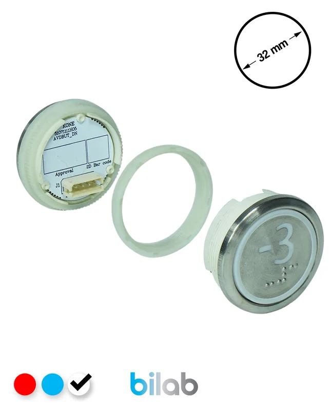 KONE KM863050G081H073 KDS STD BUTON, BEYAZ, YUVARLAK, SOMUNLU, SBS.-3