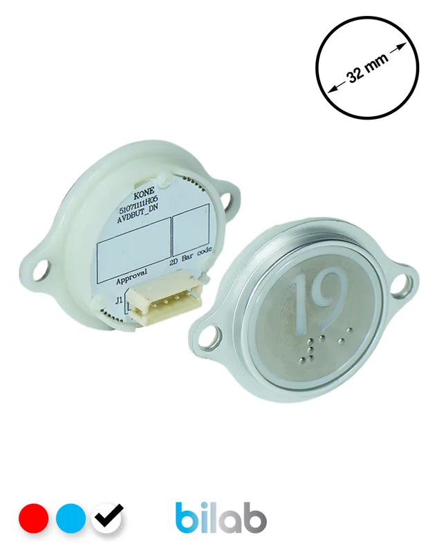 KONE KM863052G081H019 KDS STD BUTON, BEYAZ, YUVARLAK, KULAKLI, SBS.19